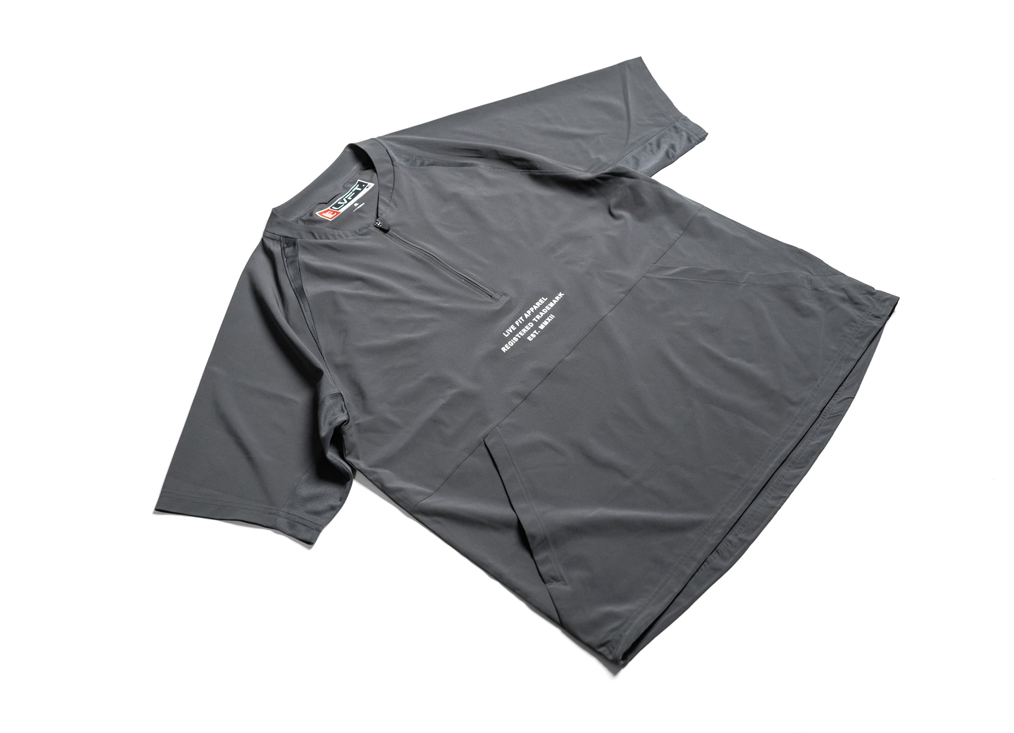 EST. Light Half-Zip Raglan Short Sleeve Jacket - Grey