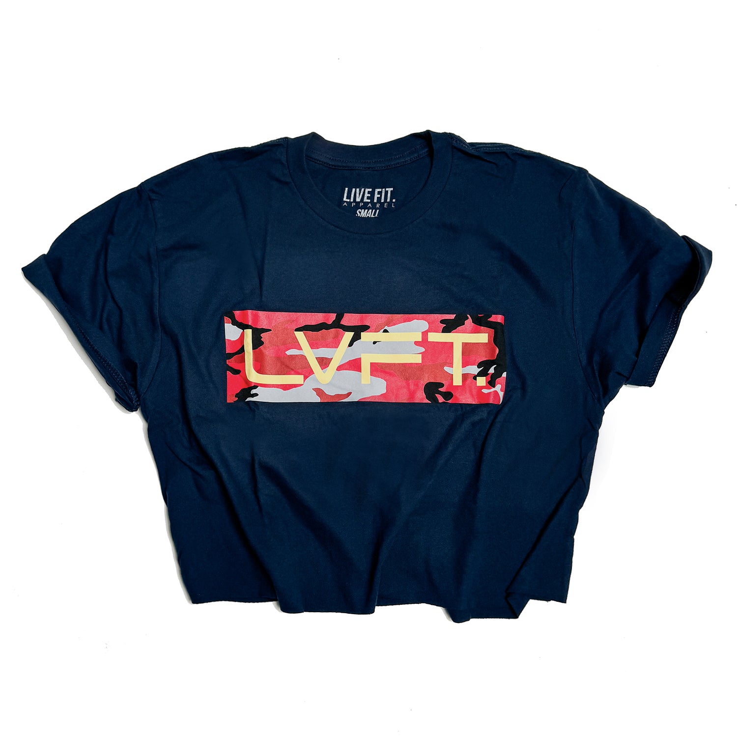 Box Camo Crop Tee - Navy