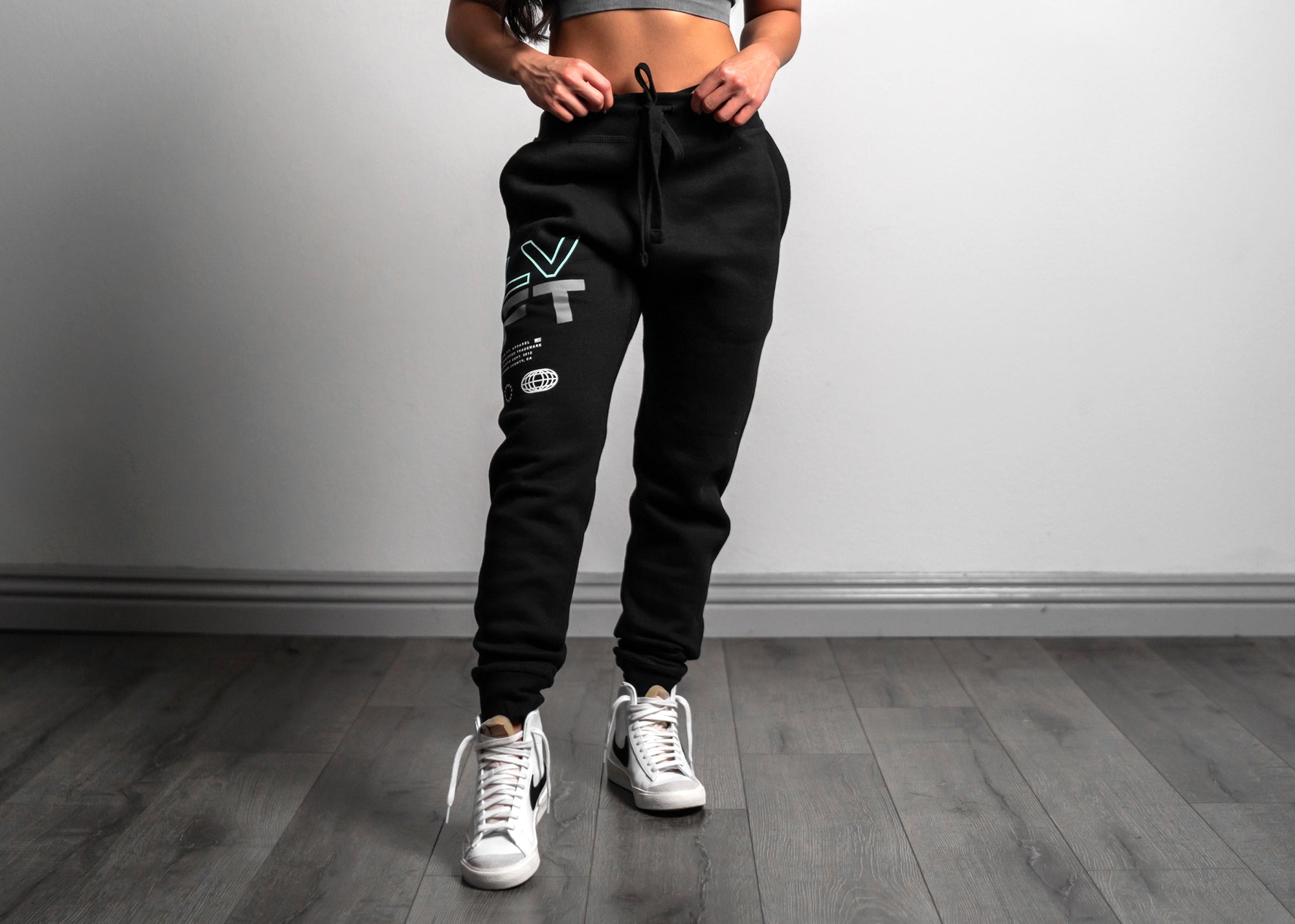 Racer Fleece Joggers - Black/Mint