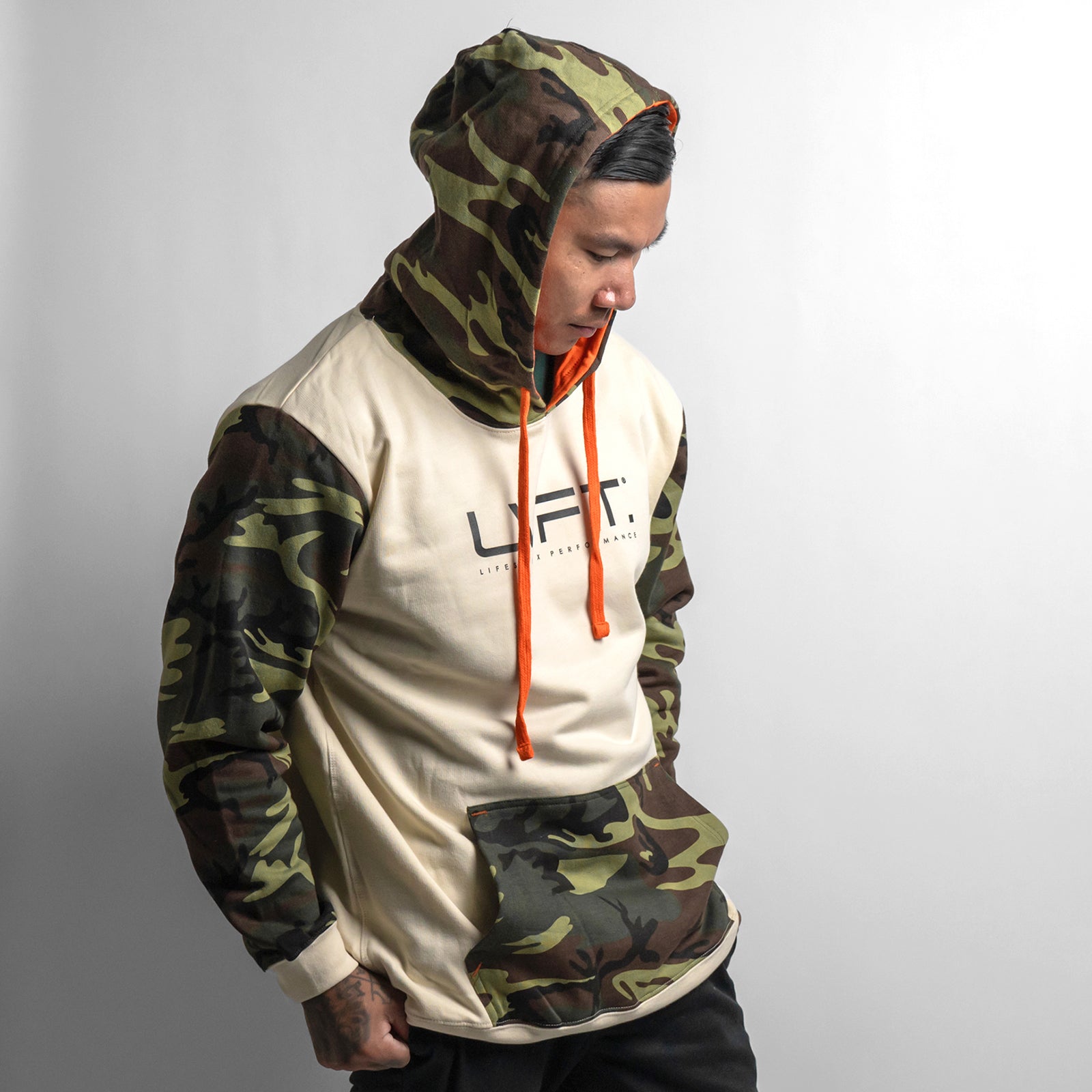 Lifestyle Hoodie - Green Camo / Beige /Orange