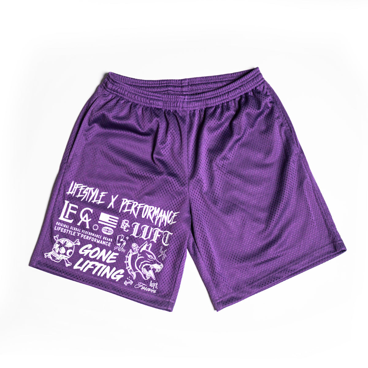 Doodles Mesh Shorts - Deep Purple