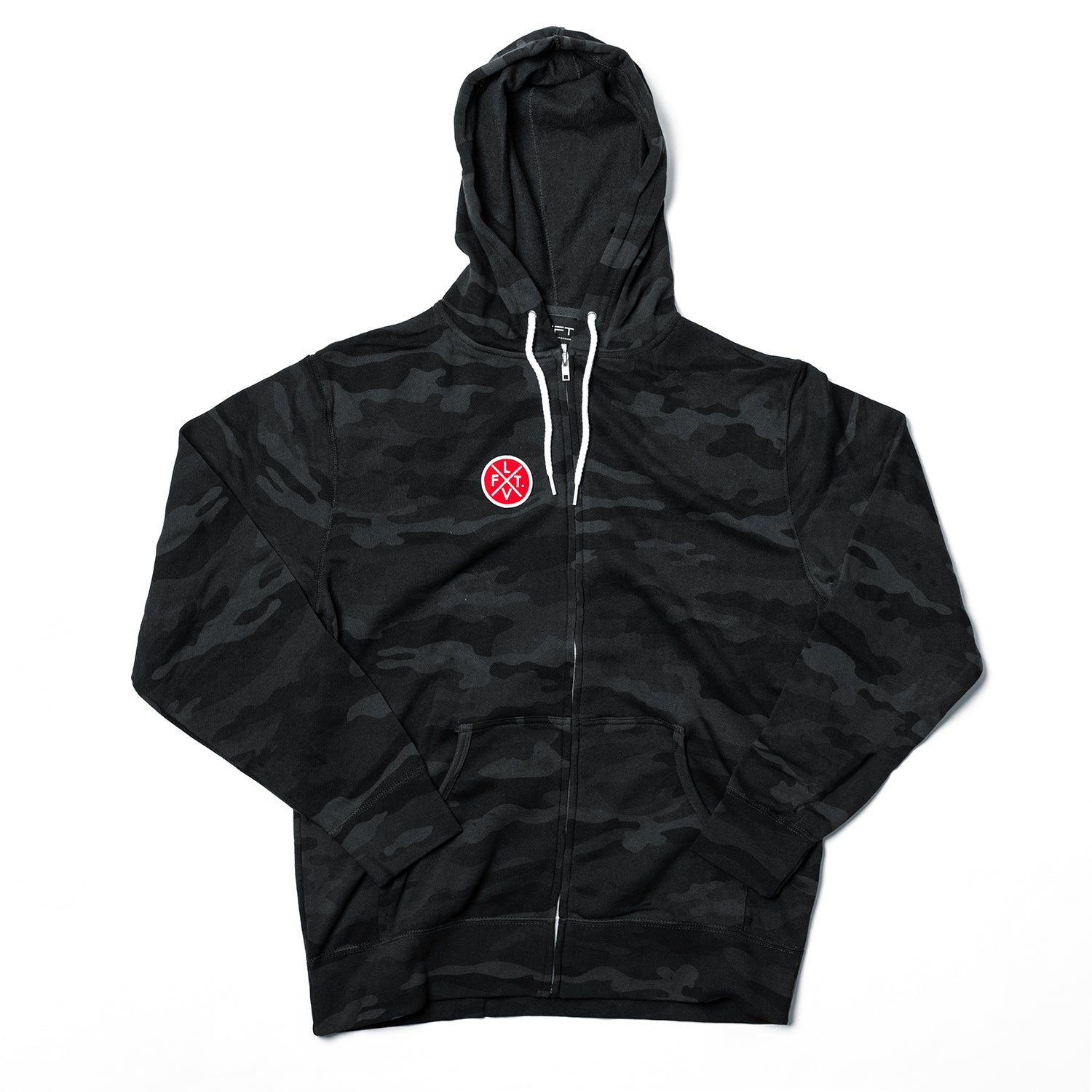 Prestige Zip- Up Hoodie - Black Camo/ Red