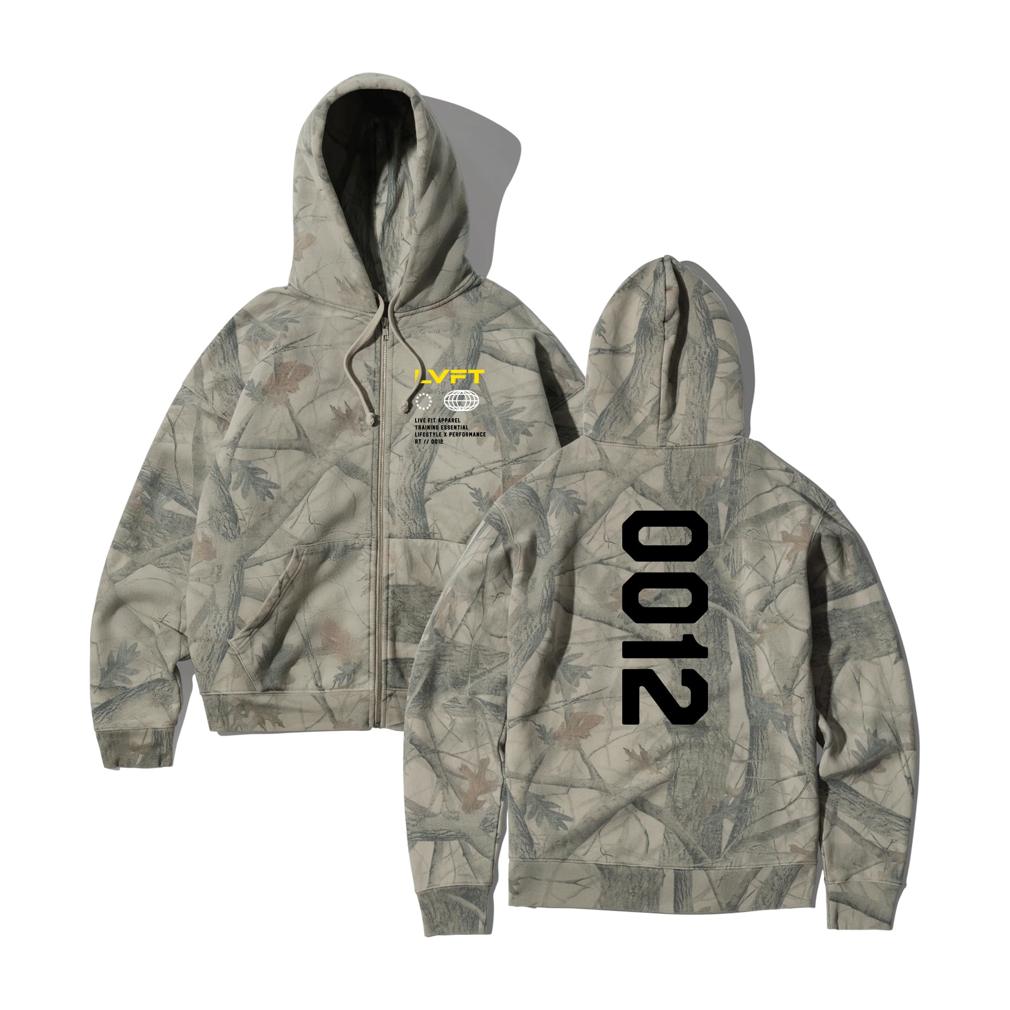 Tree Camo 0012 Heavyweight Zip Up Hoodie