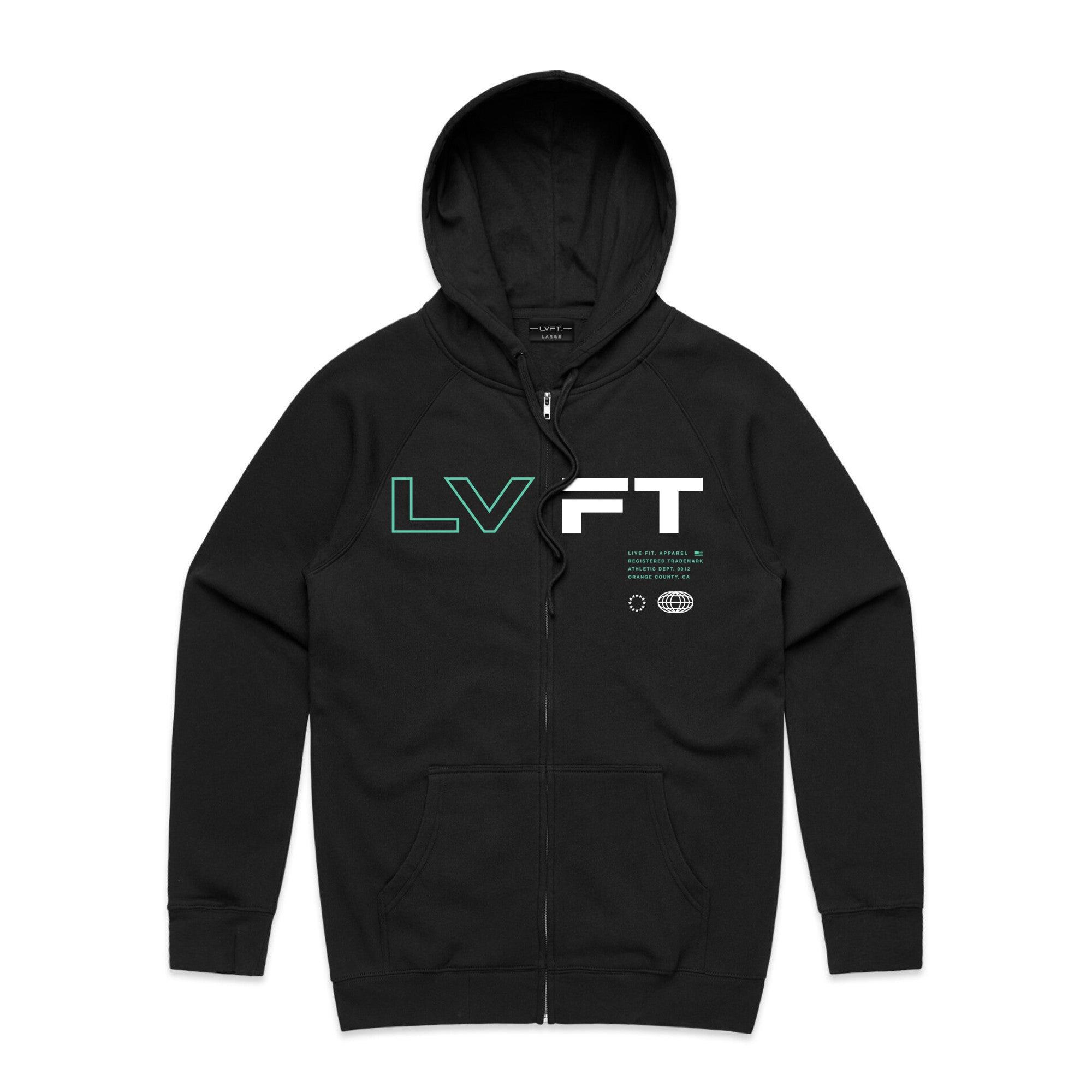 Racer Zip-Up Hoodie - Black/Mint