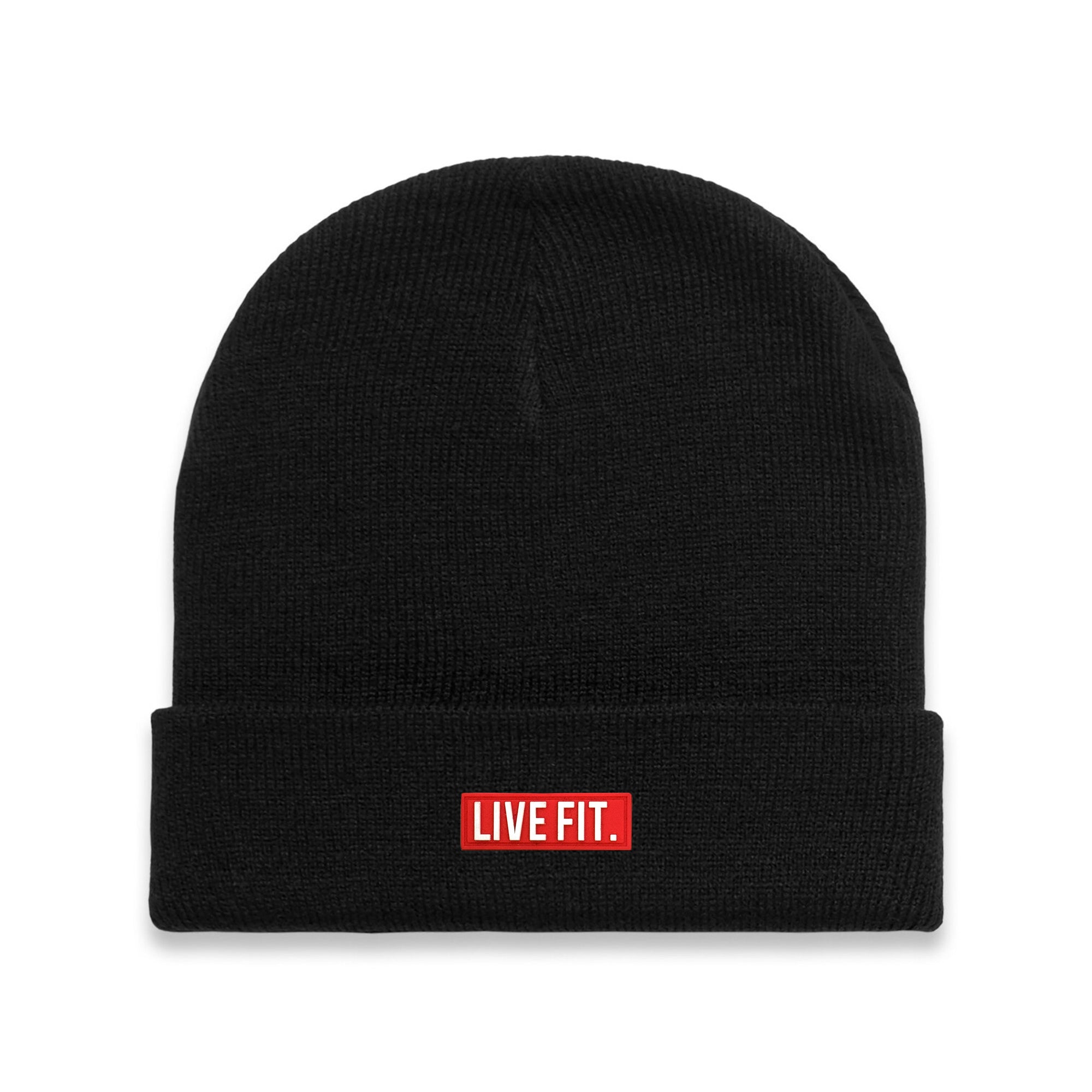 Red Label Cuff Beanie - Black