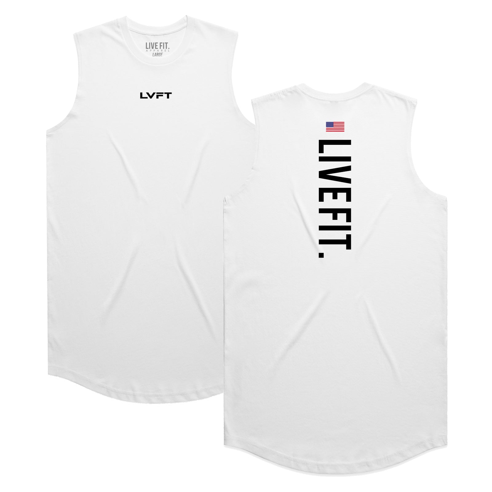 TEAM LIVE FIT USA Scallop Muscle Tank - White