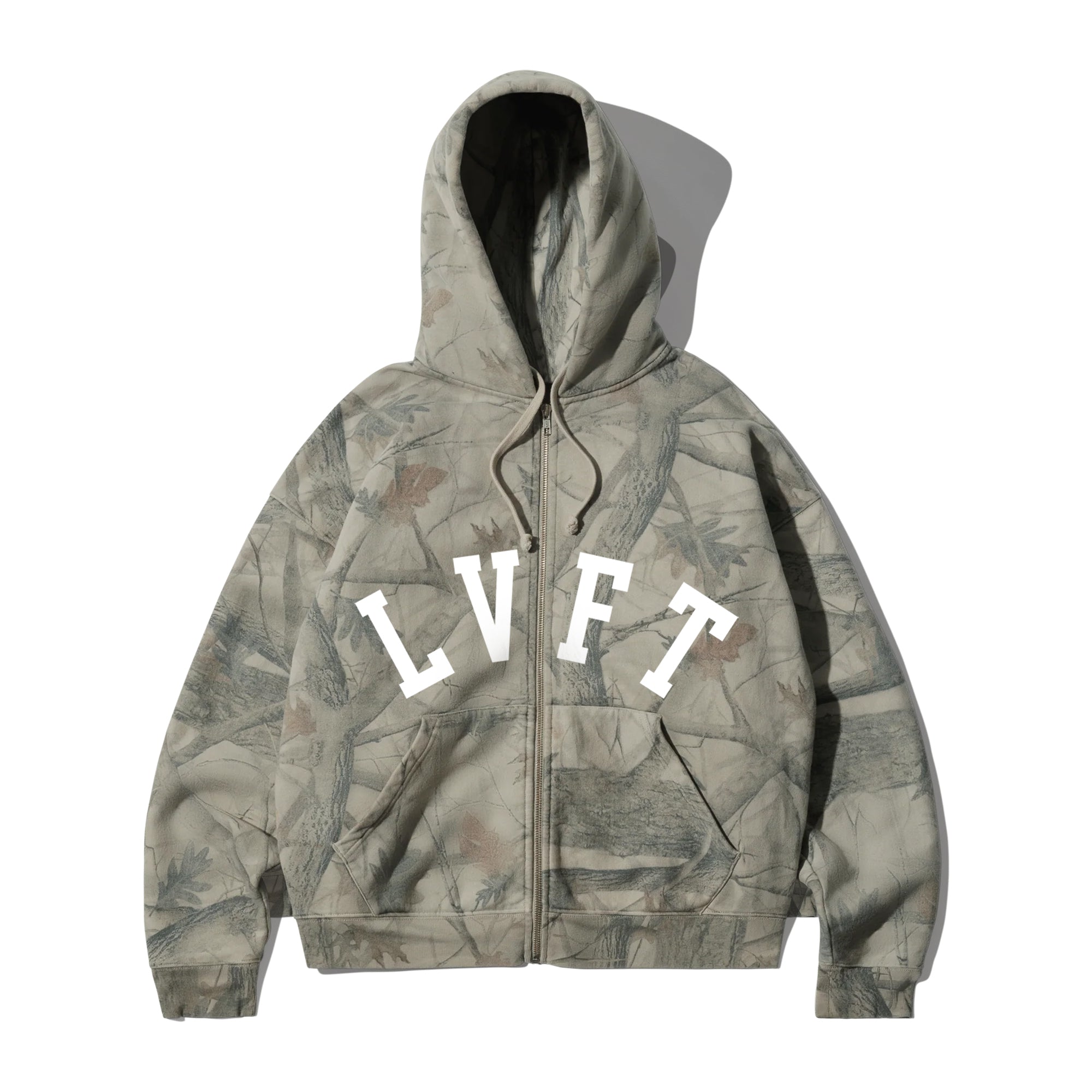 Tree Camo Varsity Heavyweight Zip Up Hoodie