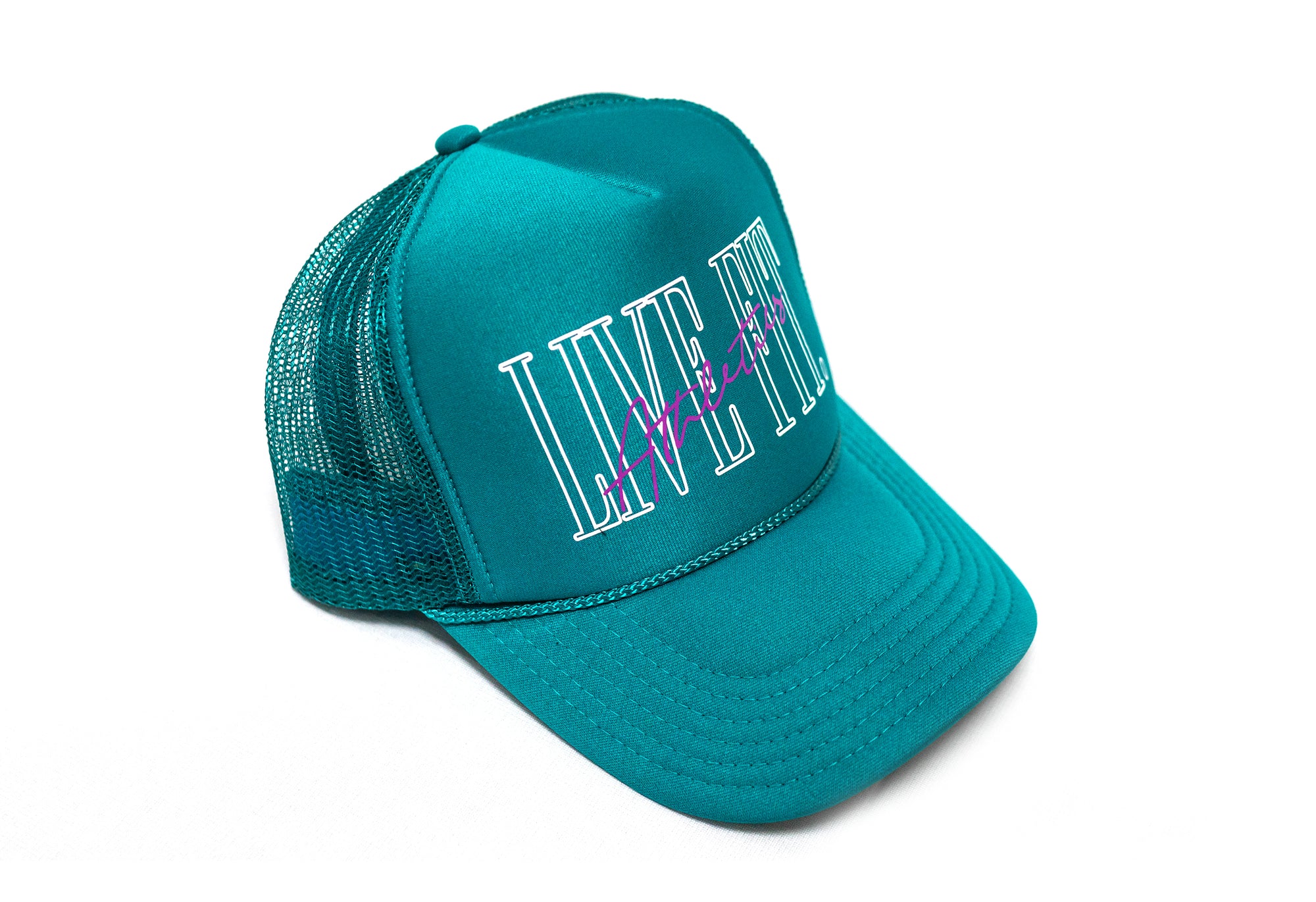 5 Panel Foam Trucker Hat  - Teal/White