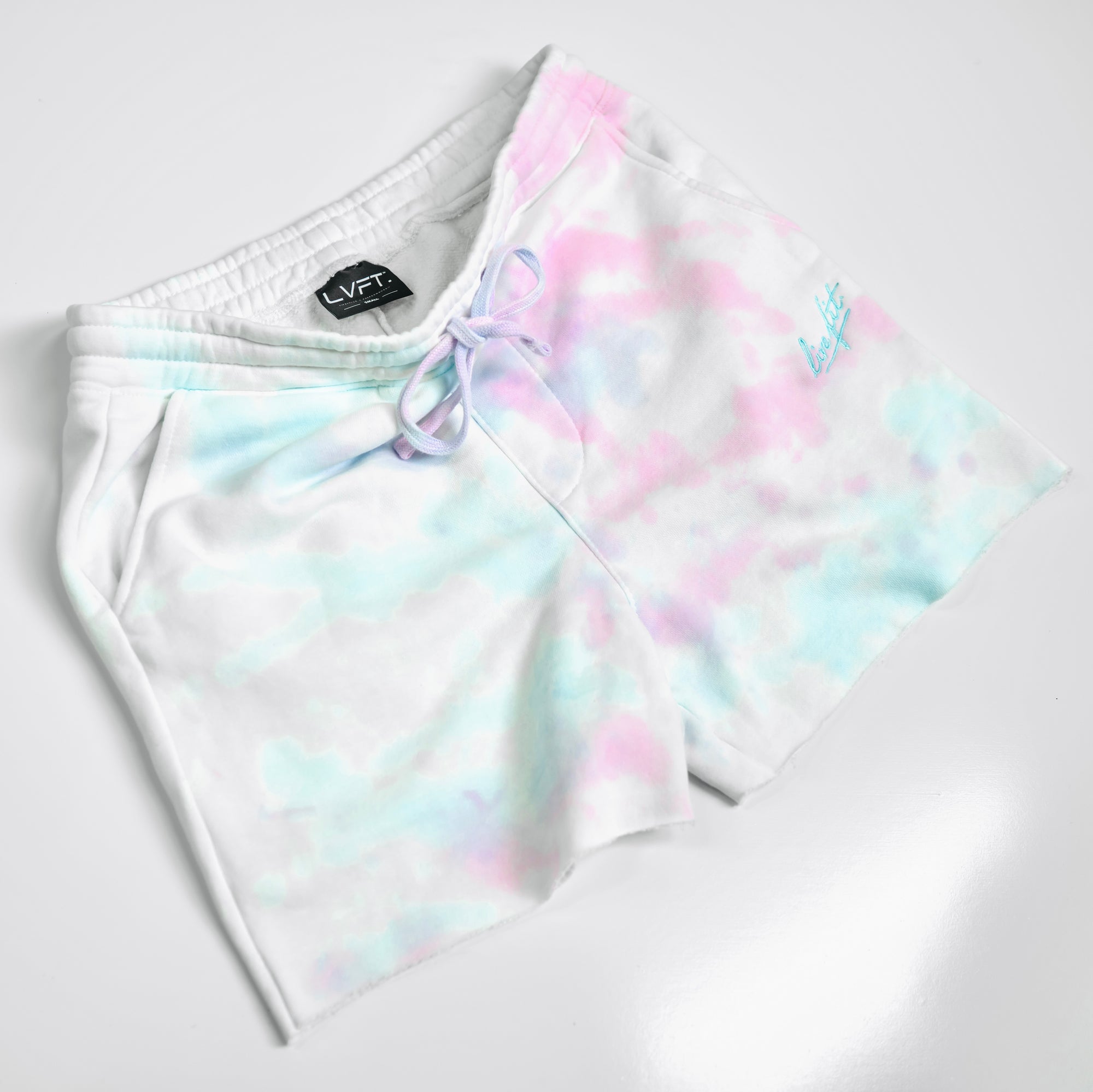 Cotton Candy Raw Sweat Shorts - Teal