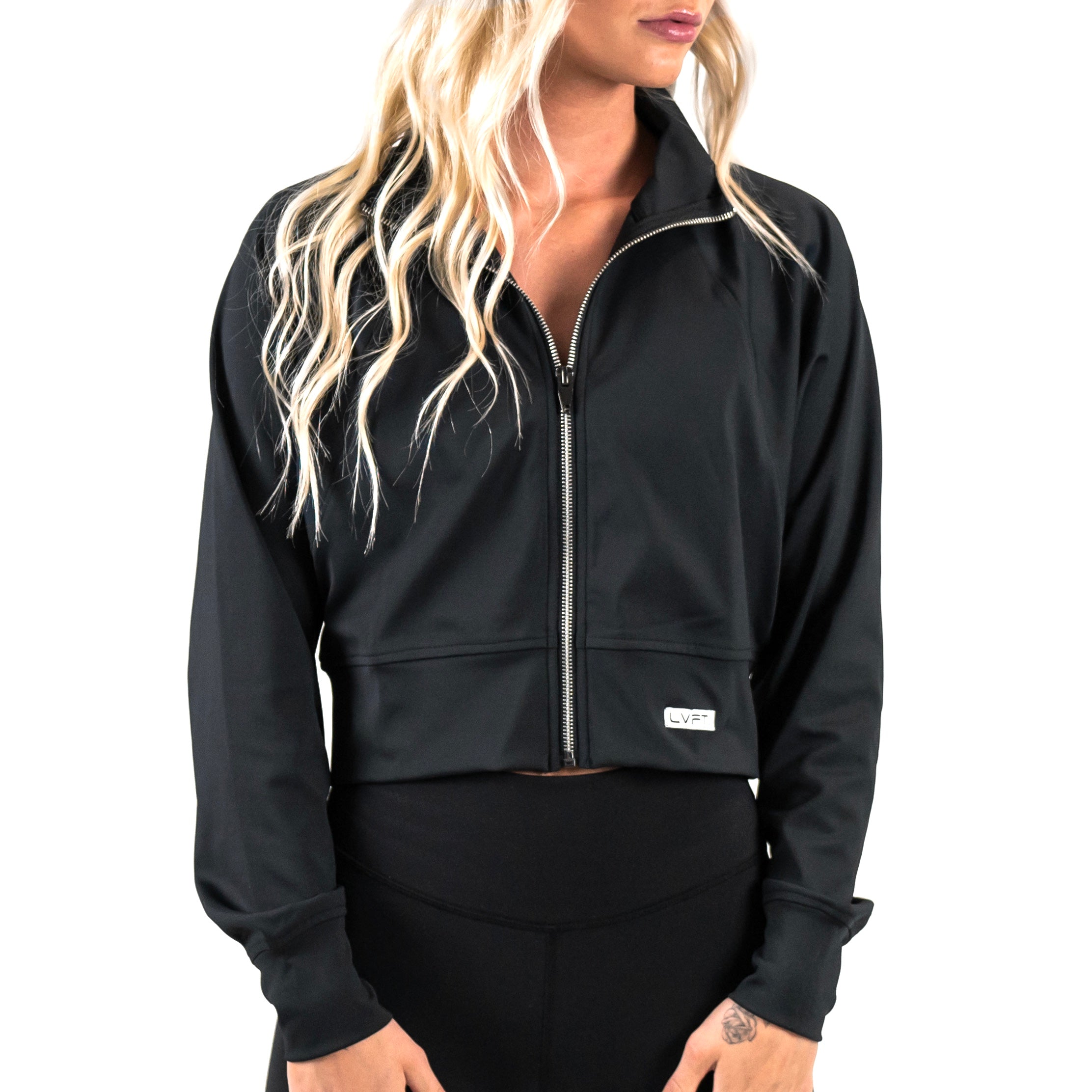 Stealth Crop Zip-up  - Black