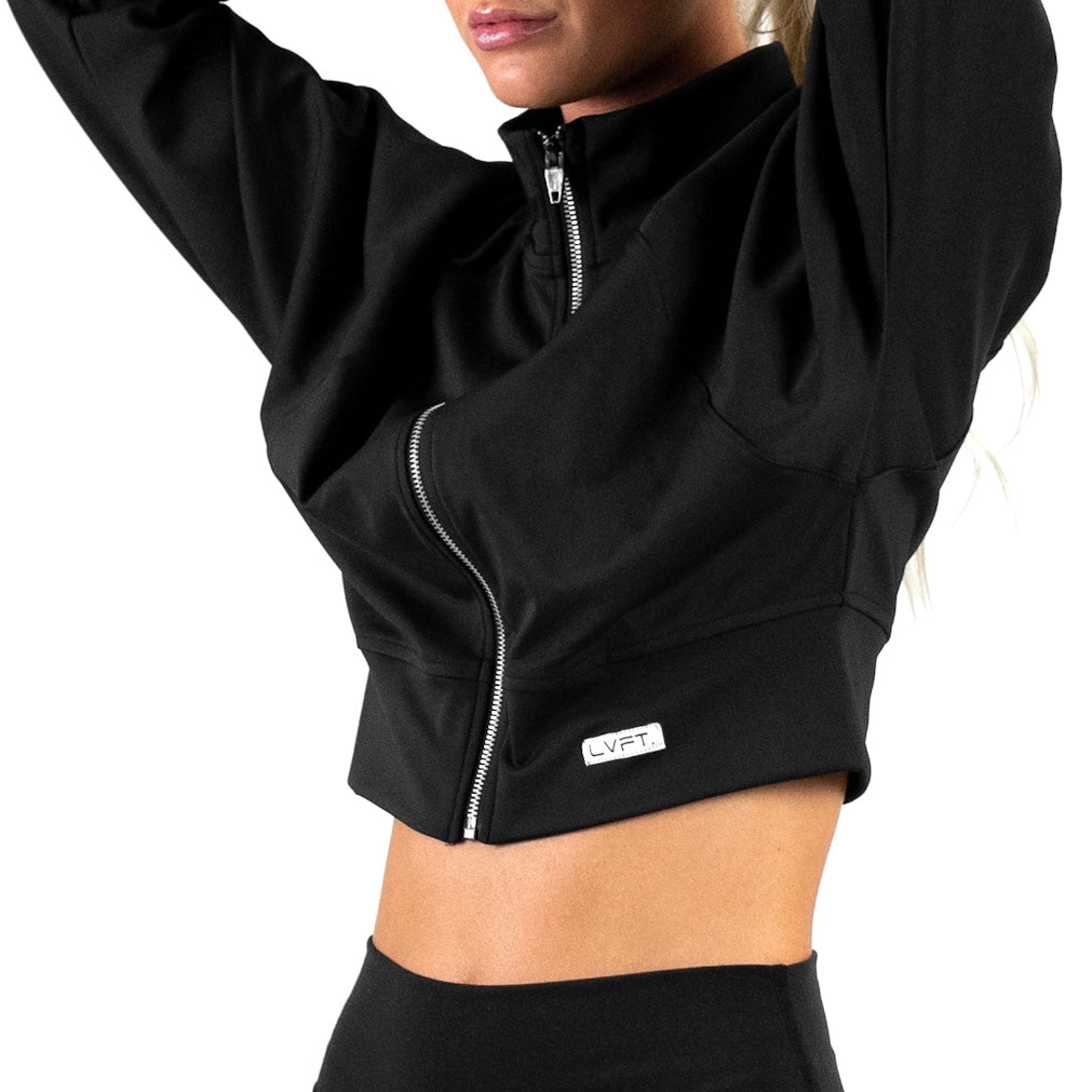 Stealth Crop Zip-up  - Black