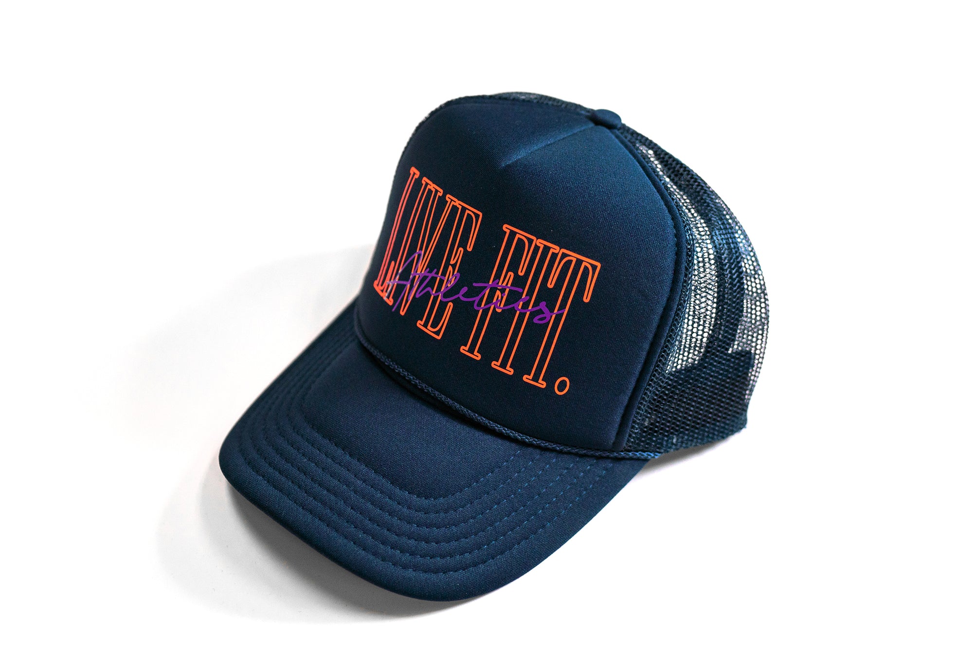 5 Panel Foam Trucker Hat  - Navy / Orange