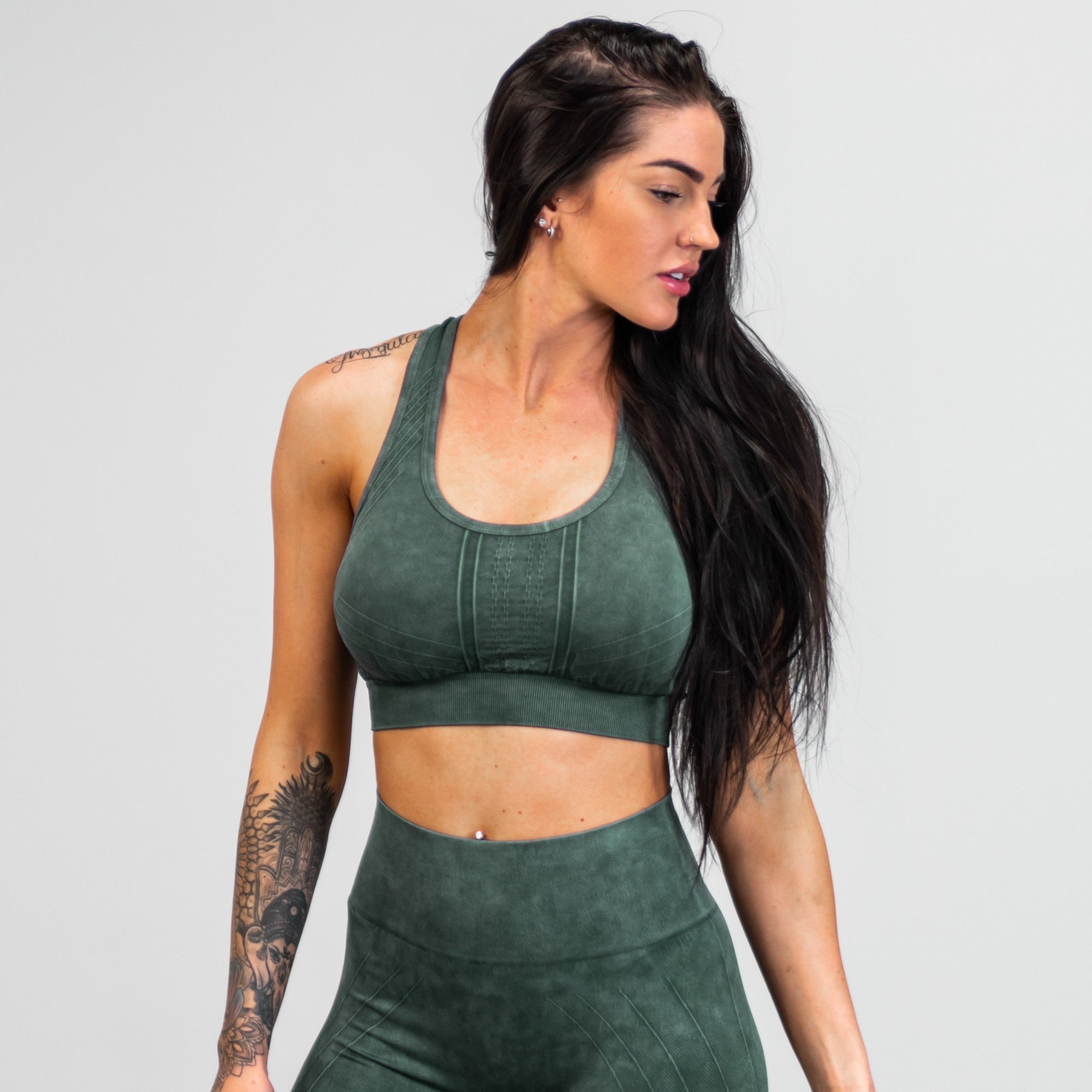 Vintage Wash Sports Bra-  Jade