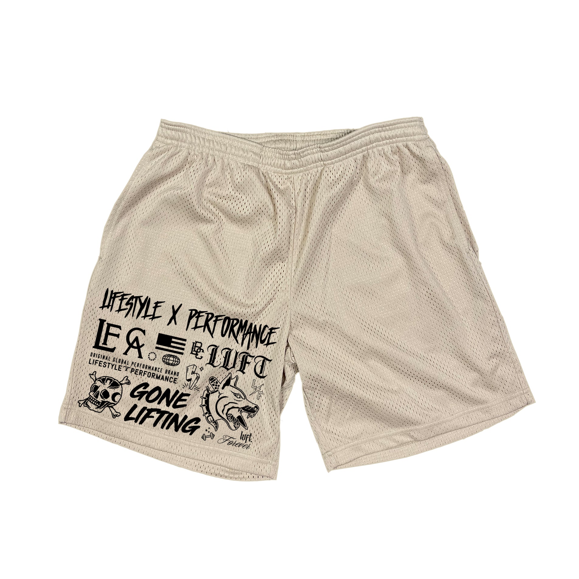 Doodles Mesh Shorts - Khaki