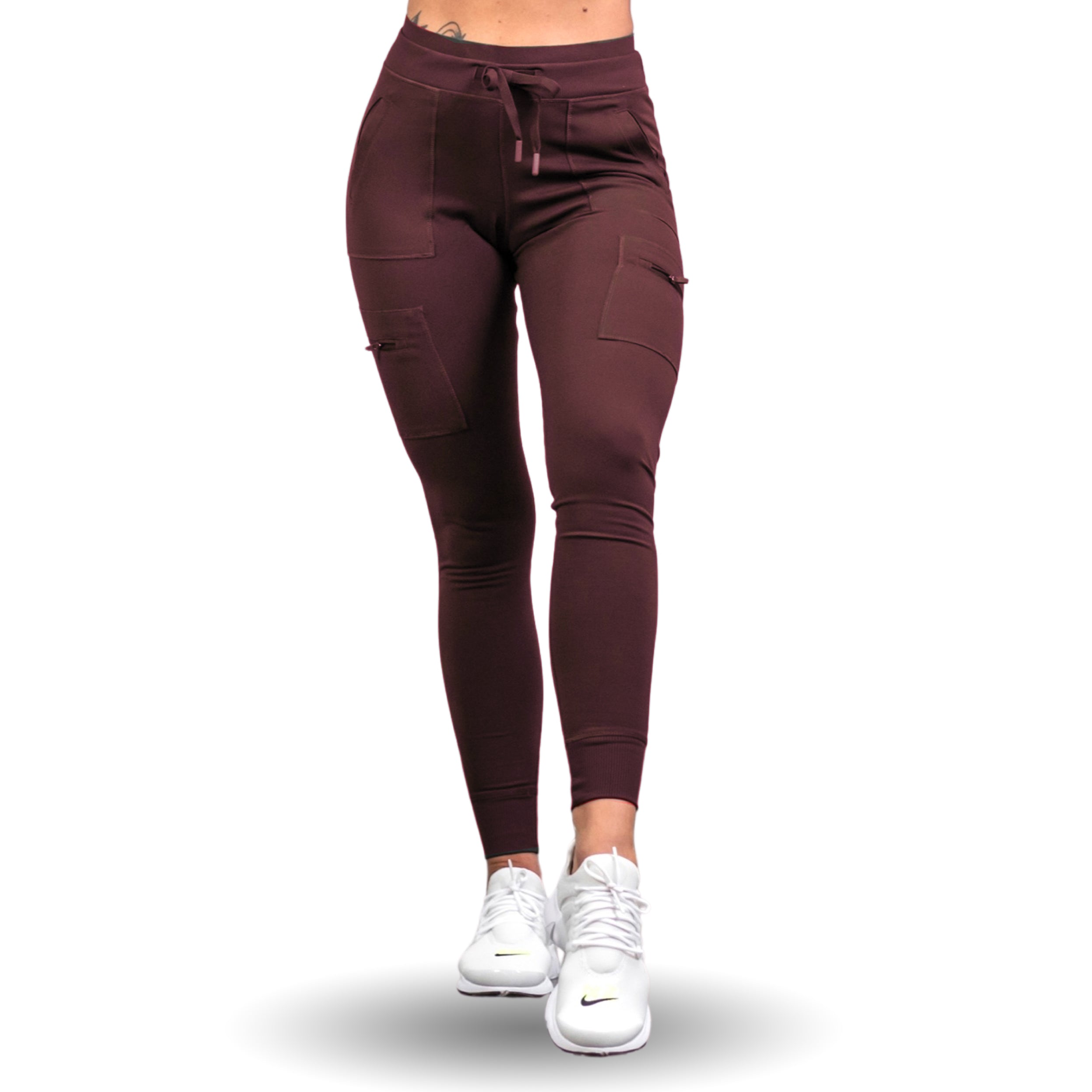 Hybrid Cargo Leggings - Burgundy