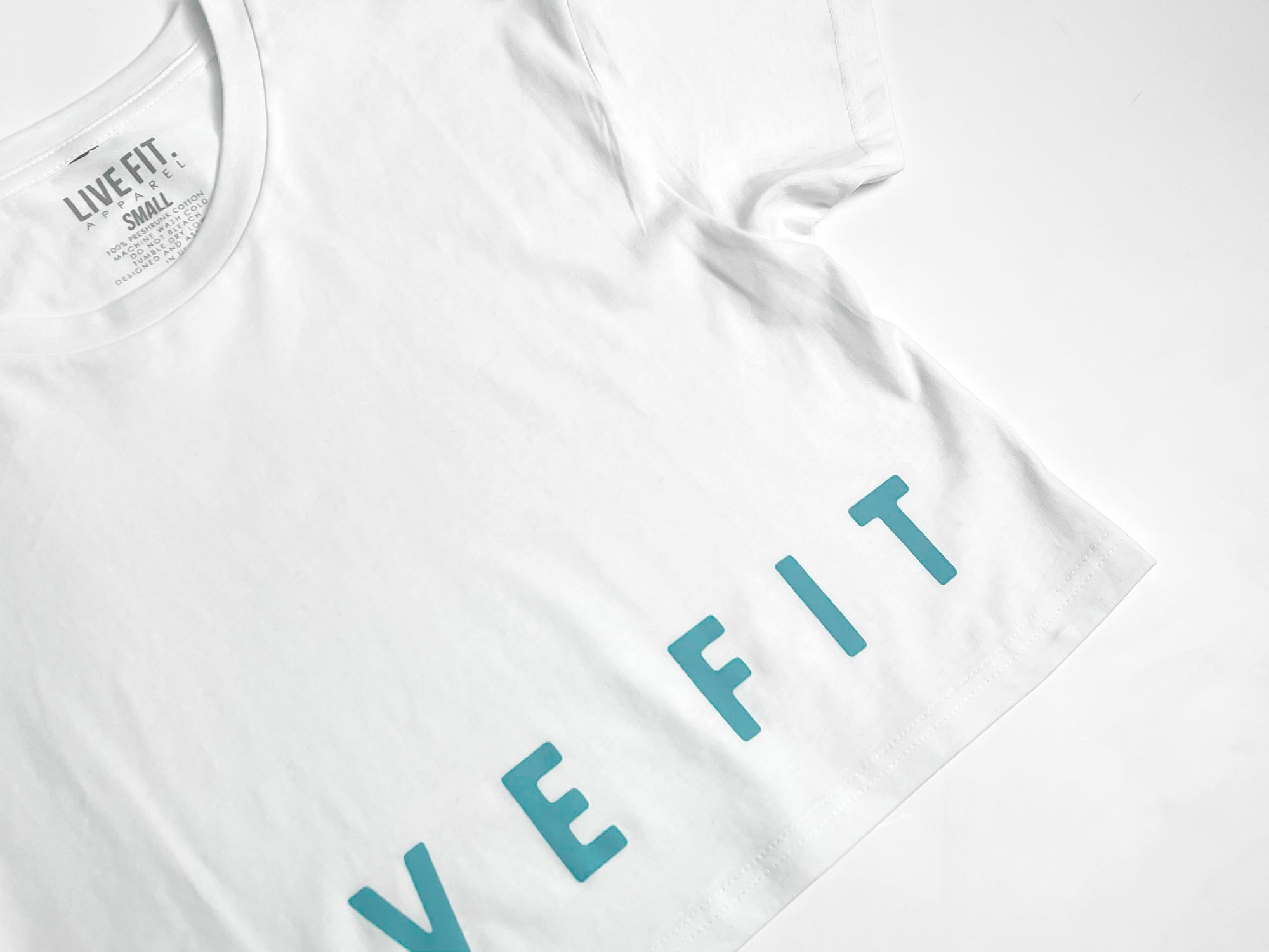 Impact Crop Tee - White / Teal