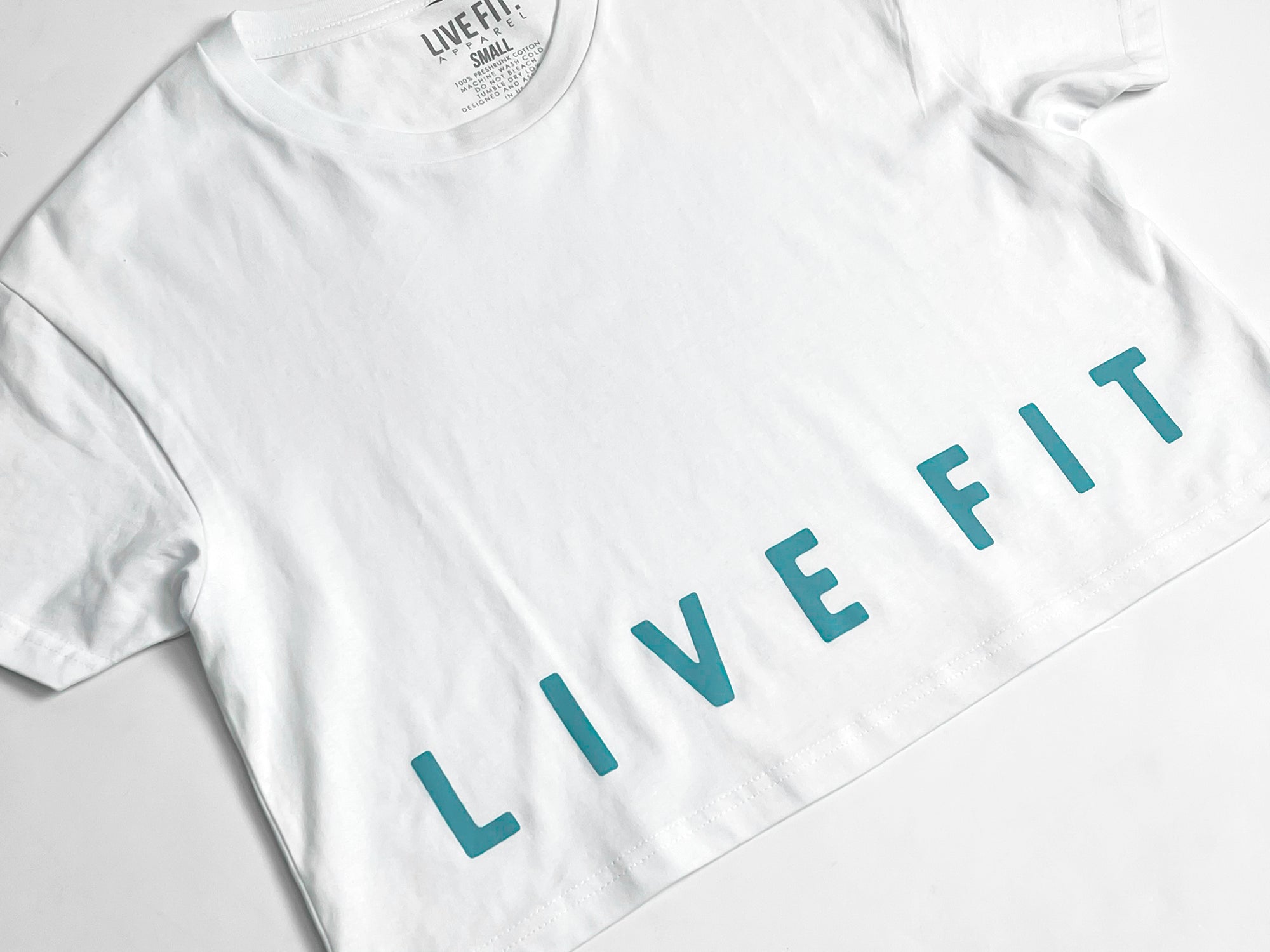 Impact Crop Tee - White / Teal