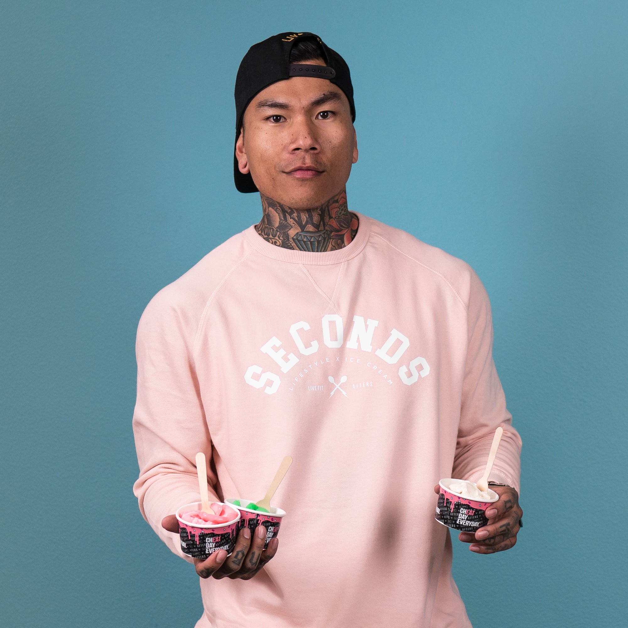 Live Fit Apparel and Afters Ice Creams BFS SECONDS CREWNECK - CORAL - LVFT 