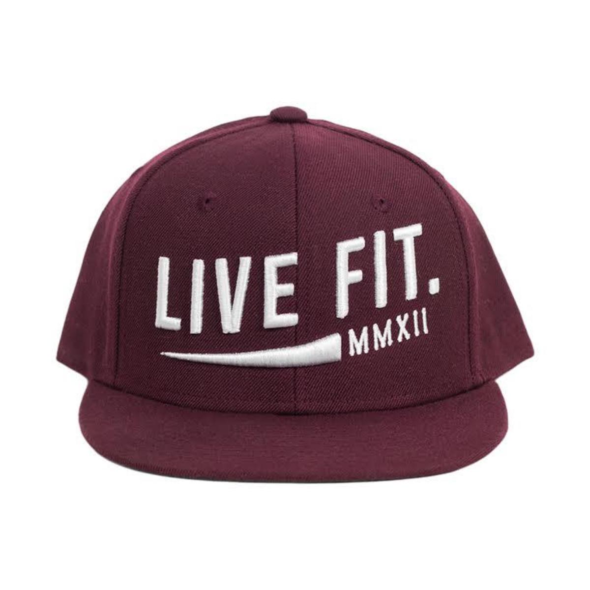 Live Fit Apparel MMXII Snapback- Burgundy/White - LVFT