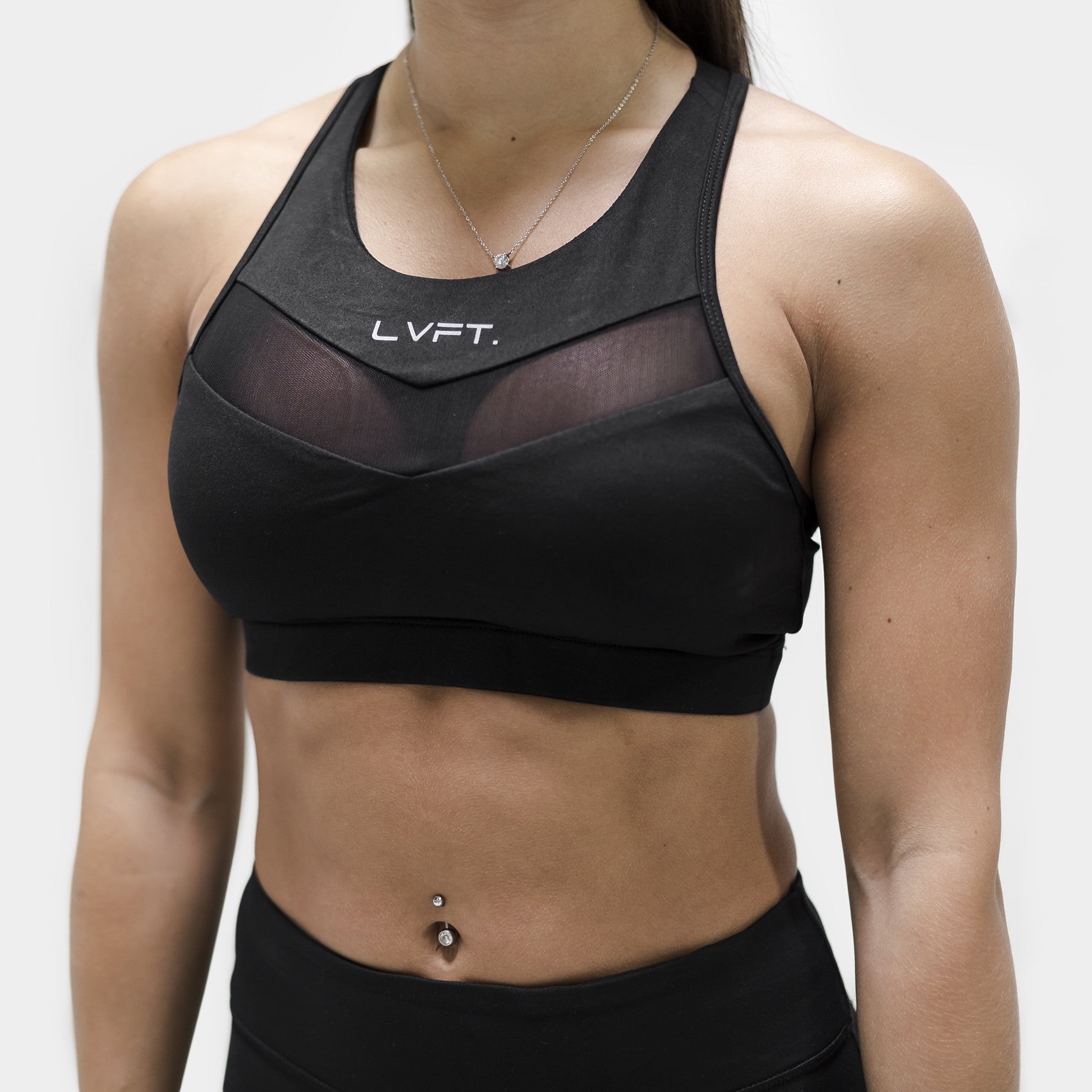 Live Fit Apparel Elite Tech Sports Bra- Black/Silver - LVFT 